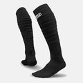 Side view of the Battle Adult Black Long Football Socks.
