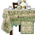 Parisian Paisley Floral Block Print Cotton Tablecloth Square, Lime Terrace - Sweet Us