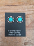 Authentic Navajo Handcrafted Sterling Silver and Turquoise Earrings; ER8-1