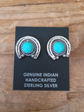 Authentic Navajo Handcrafted Sterling Silver and Turquoise Earrings; ER82-4