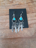 Authentic Navajo Handcrafted Sterling Silver and Turquoise Earrings; ER82-8