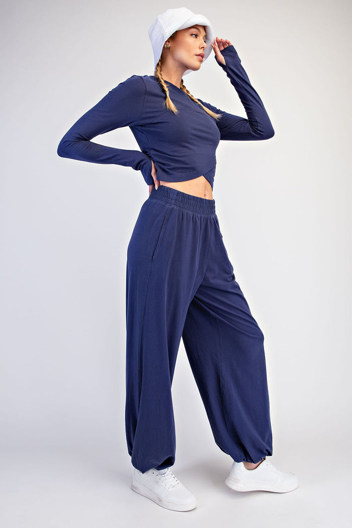 Baby Hannah Smoky Navy Long Sleeve Matching Crossover Set