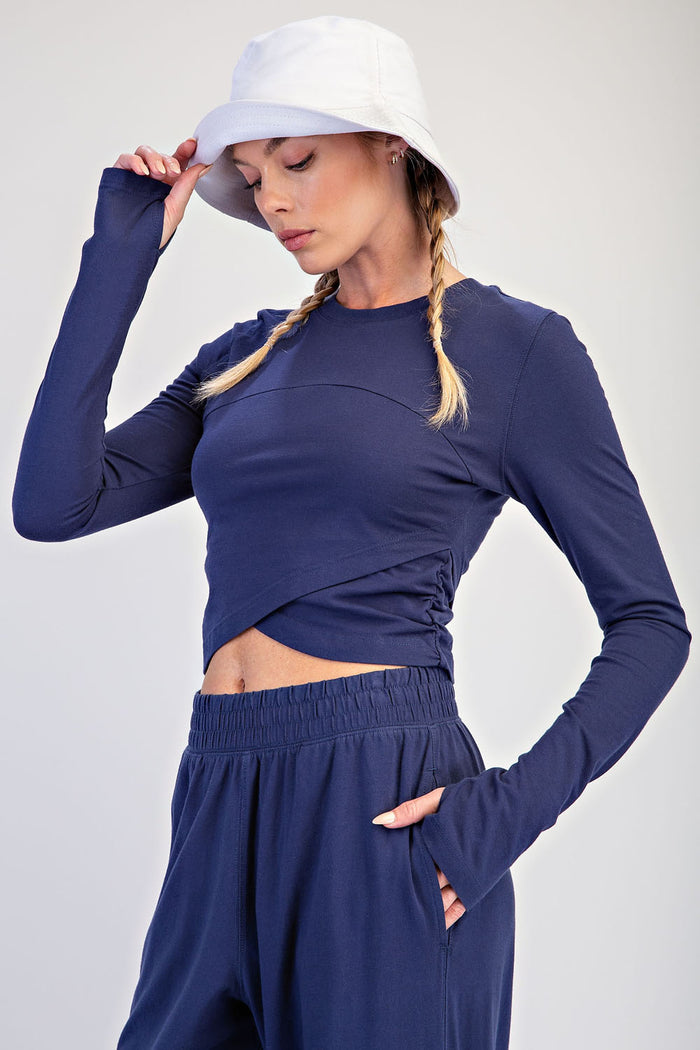 Baby Hannah Smoky Navy Long Sleeve Matching Crossover Set