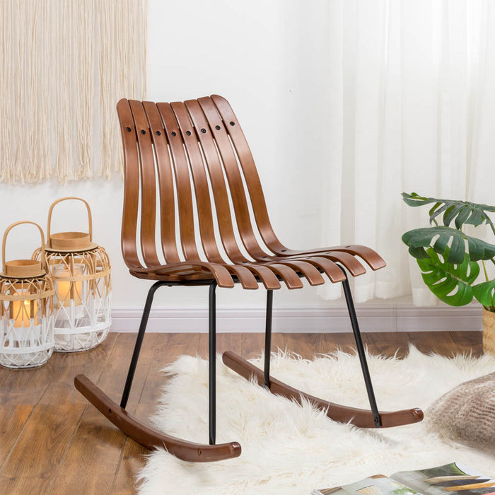Bamboo Contoured Rocking Accent Chair