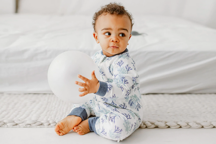 Bamboo Jersey One-Piece Zip Footless Sleeper - Blue Reef