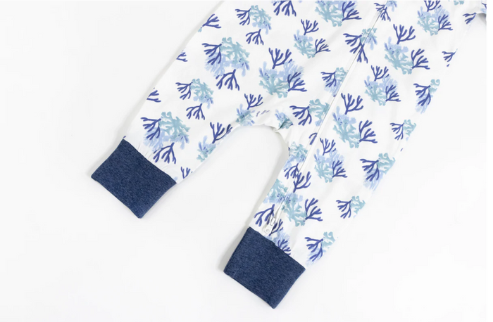 Bamboo Jersey One-Piece Zip Footless Sleeper - Blue Reef