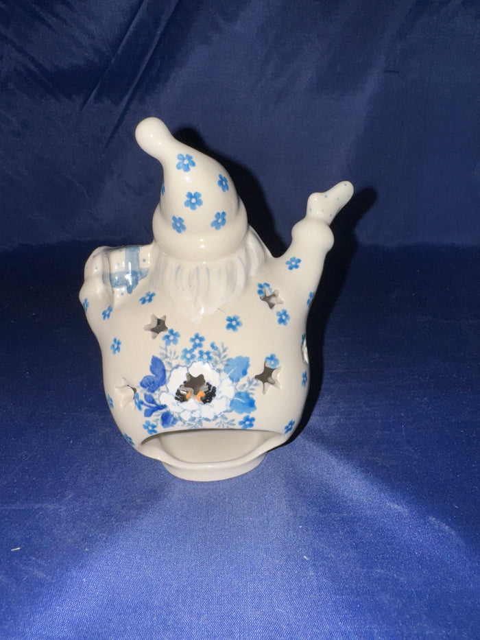 Blue Cherry Luminary Waving Santa - Shape E06 - Pattern Blue Cherry (2222)