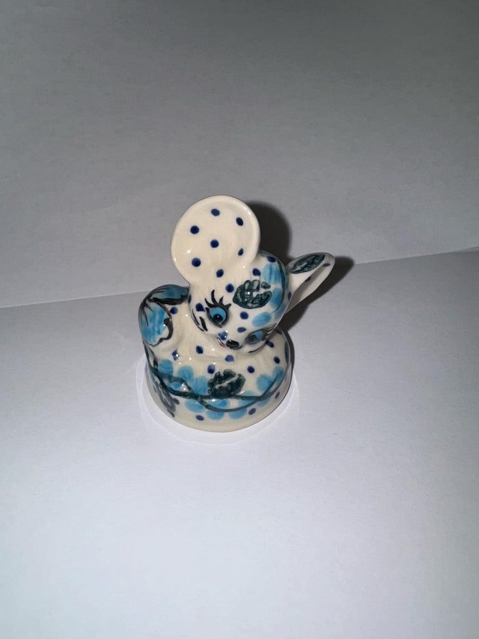 Blue Flower Mouse Figurine - Pattern Blue Flower