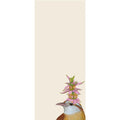 jotter note with an illustration of a bird with a pink flower on its head