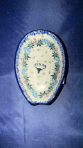 Ceramika Artystyczna Floral Texas Longhorn Spoon Rest - Shape: 381 - Pattern: Floral Texas Longhorn