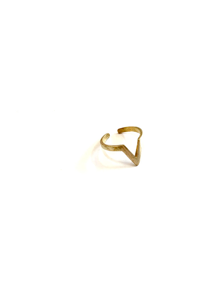 Chevron Brass Ring Thin