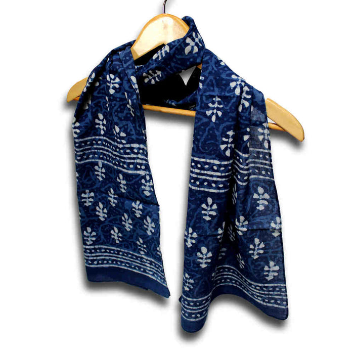 Large Cotton Block Print Dabu Summer Scarf for Women Lightweight Soft Sheer - Sweet Us