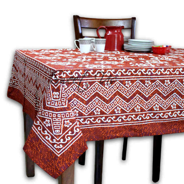 Chrysanthe Cotton Floral Tablecloth Rectangle — Ember