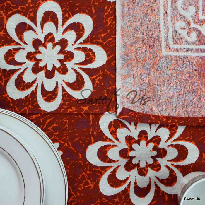 Chrysanthe Cotton Floral Tablecloth Rectangle — Ember