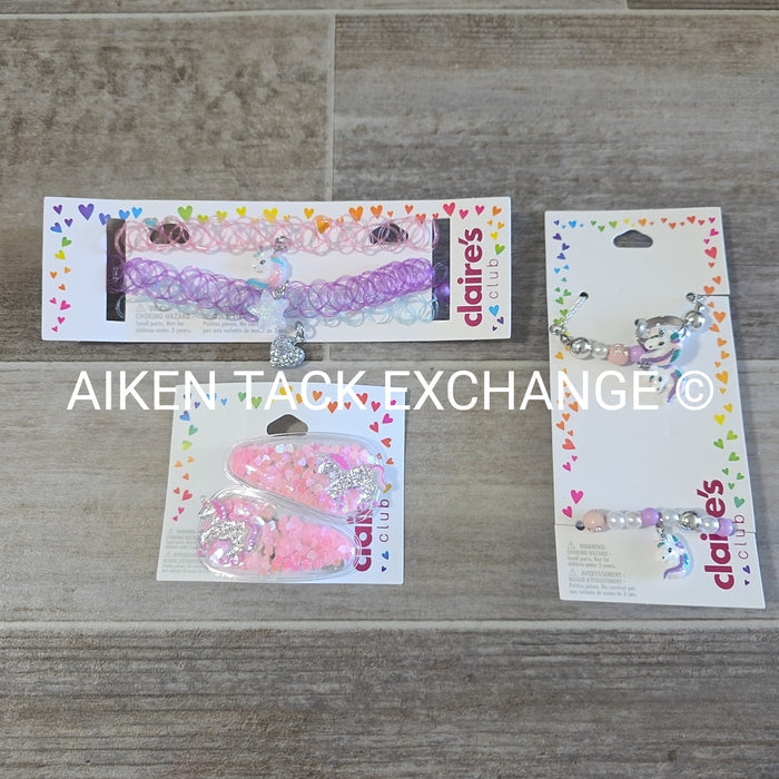 Claire's Club Bundle - 2 Hair Clips, 3 Necklaces, 1 Jewelry Set