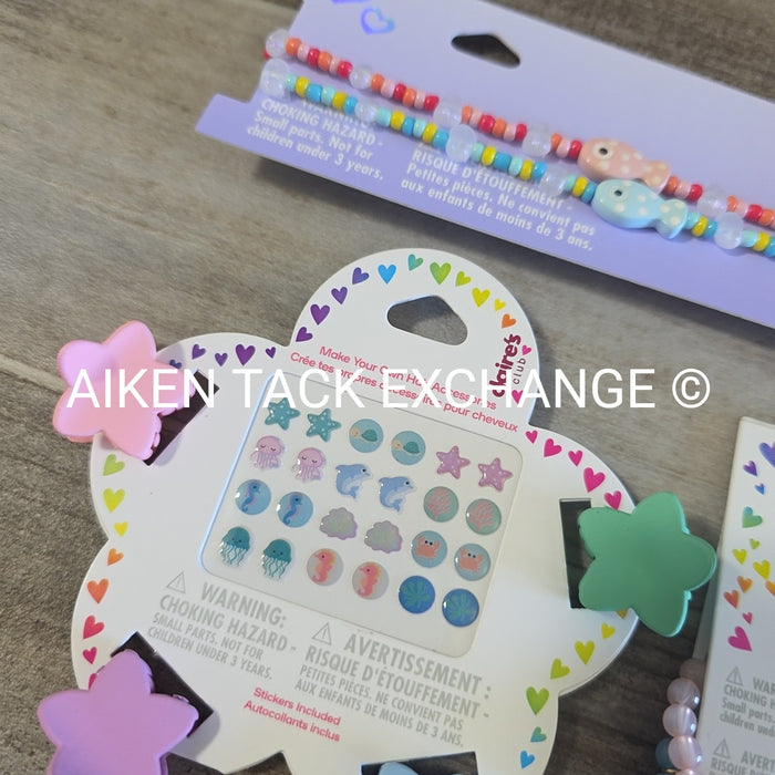 Claire's Club Bundle - 4 DIY Hair Clips, 3 Bracelets, 3 Necklaces