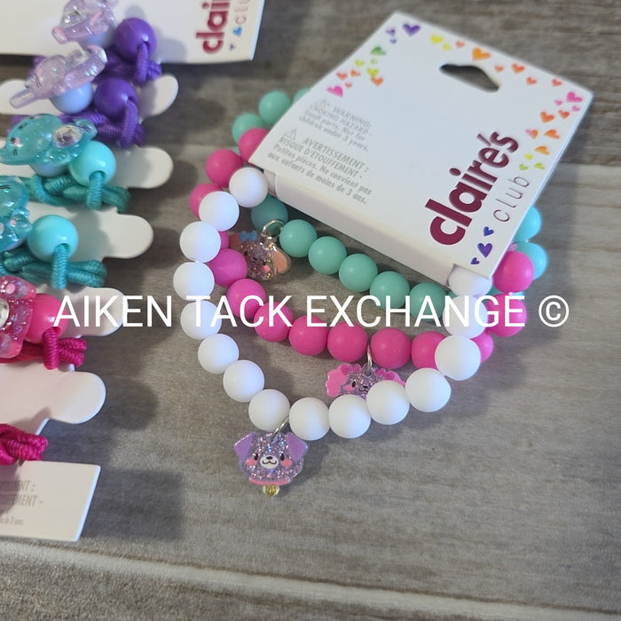 Claire's Club Bundle - 6 Hair Ties, 1 Jewelry Set, 3 Bracelets
