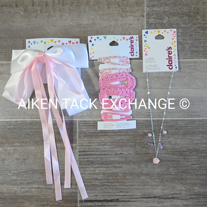 Claire's Club Bundle - 7 Hair Clips, 1 Necklace