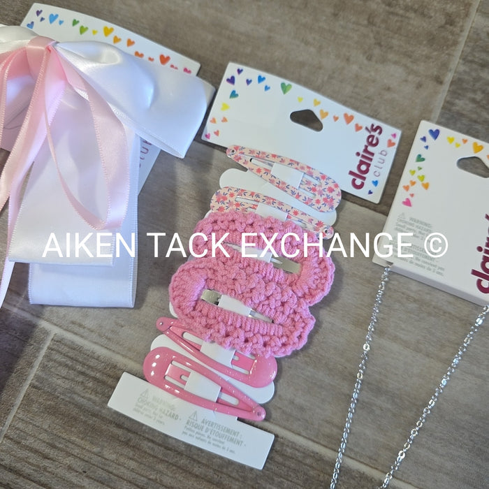 Claire's Club Bundle - 7 Hair Clips, 1 Necklace