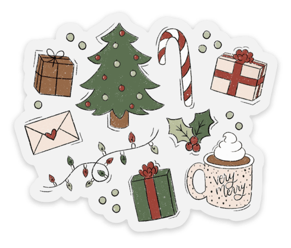 Clear Christmas Favorites Sticker, 3x3 in. | Holiday