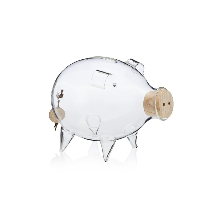 Clear Glass Piggy Bank Small