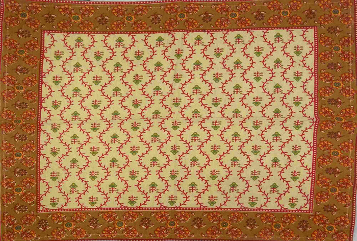 Cotton Floral Vine Square & Round Tablecloth Gold Red Table Linen - Sweet Us