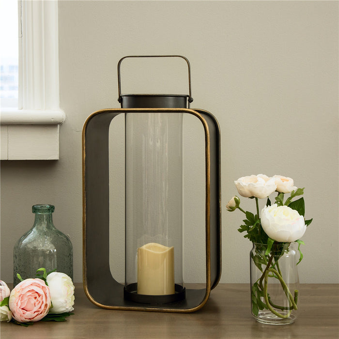 Contemporary Industrial Style Metal Hanging Decorative Candle Holder Lantern 19.29"H