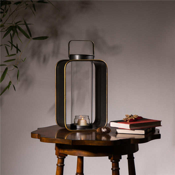 Contemporary Industrial Style Metal Hanging Decorative Candle Holder Lantern 19.29"H