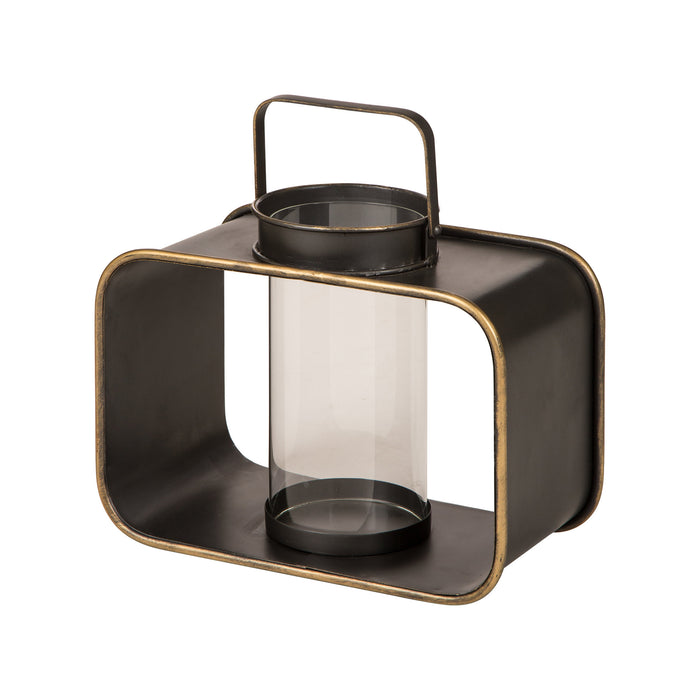 Contemporary Metal Lantern with Glass Hanging Decorative Candle Holder 13" H
