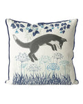 Country Lane Blue Jumping Fox Pillow