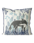 Country Lane Blue Standing Fox Pillow