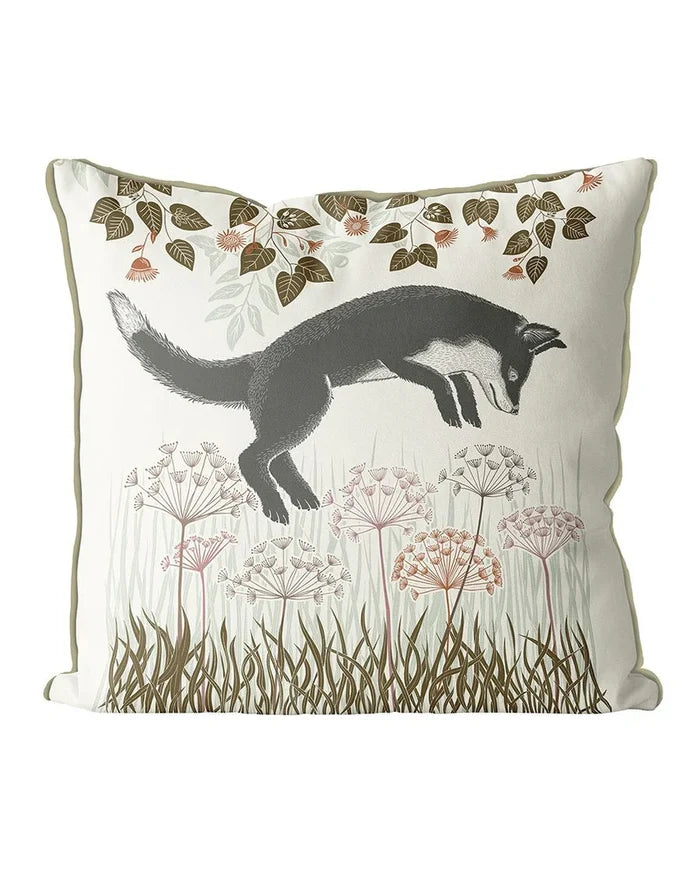 Country Lane Earth Jumping Fox Pillow