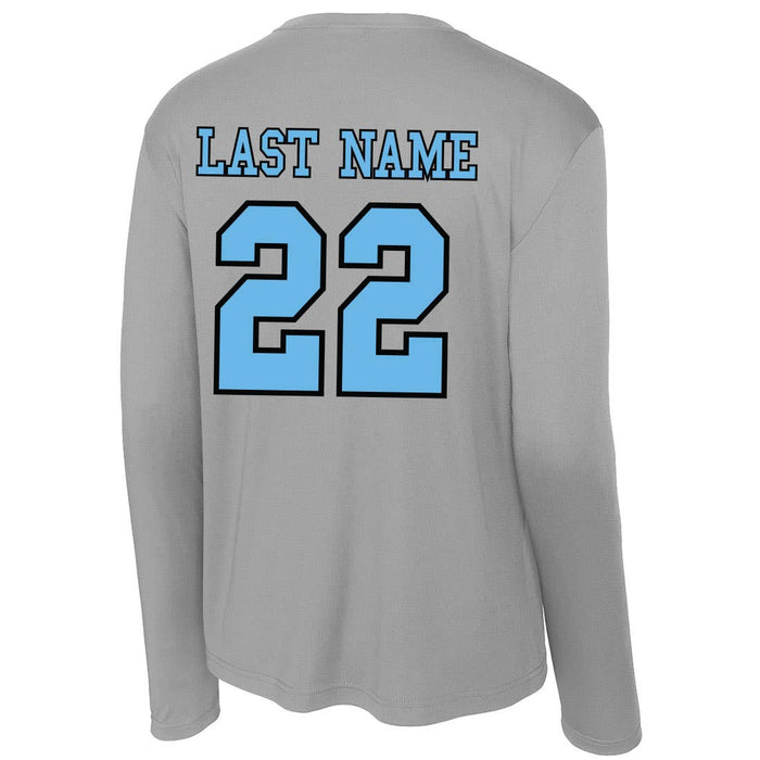Custom Explode long sleeve lacrosse tee back view