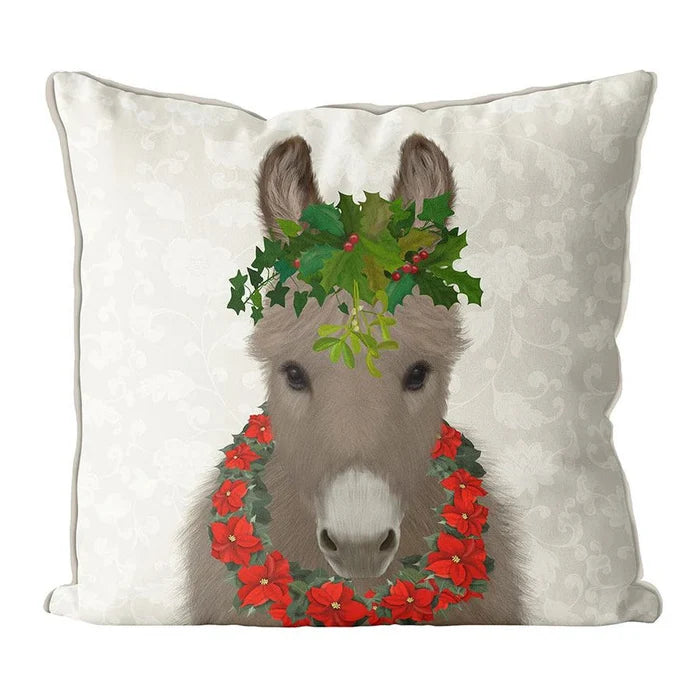 Donkey & Holly Crown Pillow