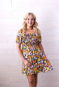 Doras Floral Print Dress Navy