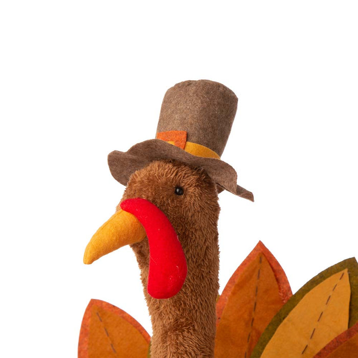Fabric Turkey Standing Decor With Telescoping Legs and LED Lights