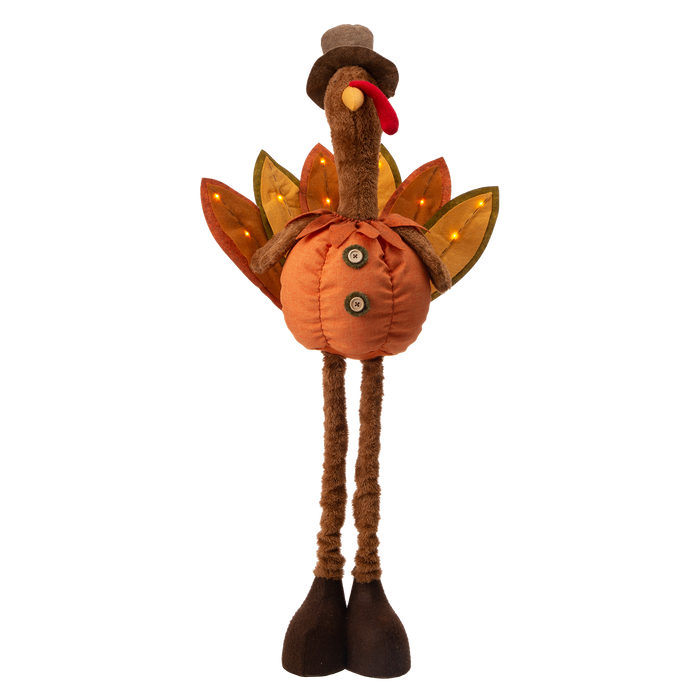 Fabric Turkey Standing Decor With Telescoping Legs and LED Lights