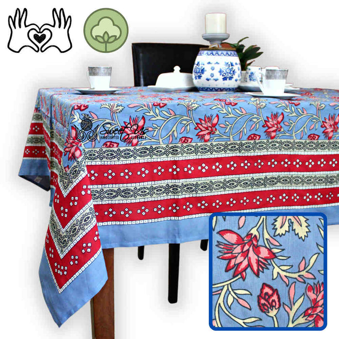Fleurine Floral Cotton Tablecloth