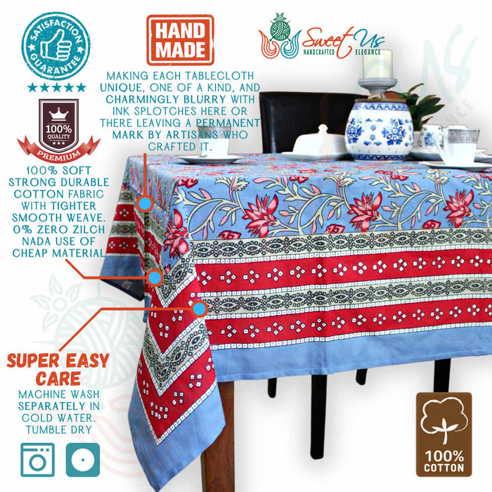 Fleurine Floral Cotton Tablecloth