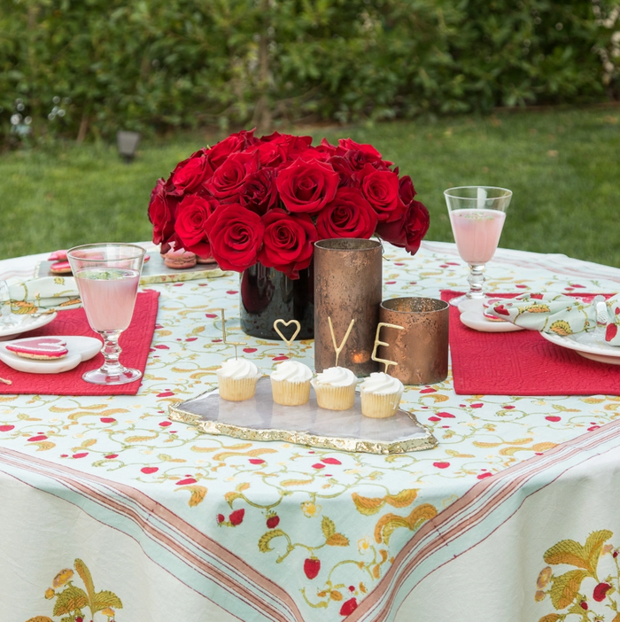 French Tablecloth Fraises des Bois Bleu
