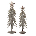 Galvanized Metal Christmas Table Tree Decor, Set of 2