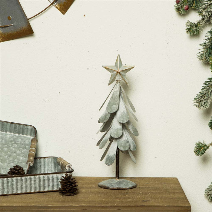 Galvanized Metal Christmas Table Tree Decor, Set of 2