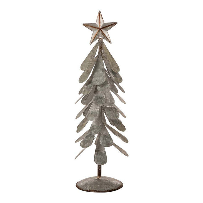 Galvanized Metal Christmas Table Tree Decor, Set of 2