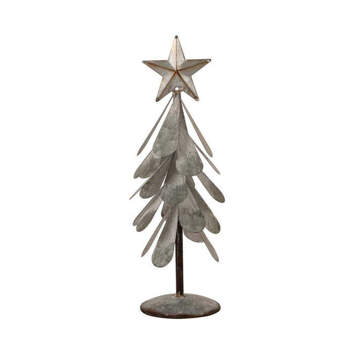 Galvanized Metal Christmas Table Tree Decor, Set of 2