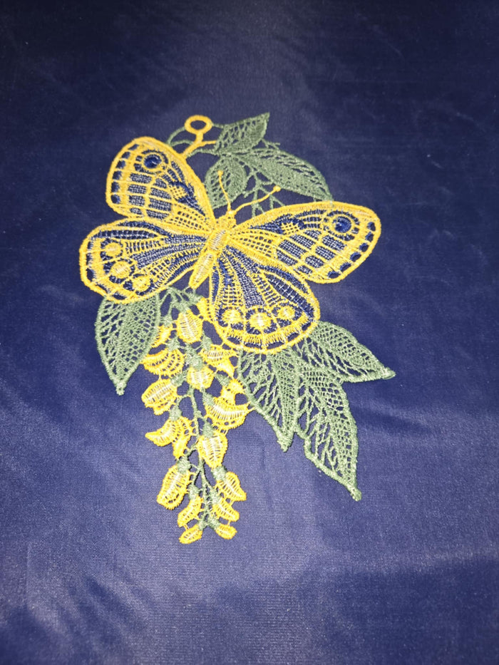 German Lace Linen Yellow Butterfly Linen Windown Wall Hanging
