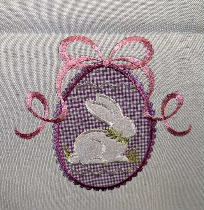 German Linen Table Runner Purple Frohe Ostern 16 by 43