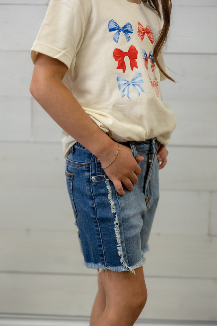 Girls Frayed Jean Shorts Denim