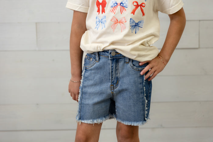 Girls Frayed Jean Shorts Denim