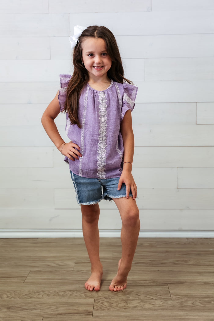Girls Frayed Jean Shorts Denim