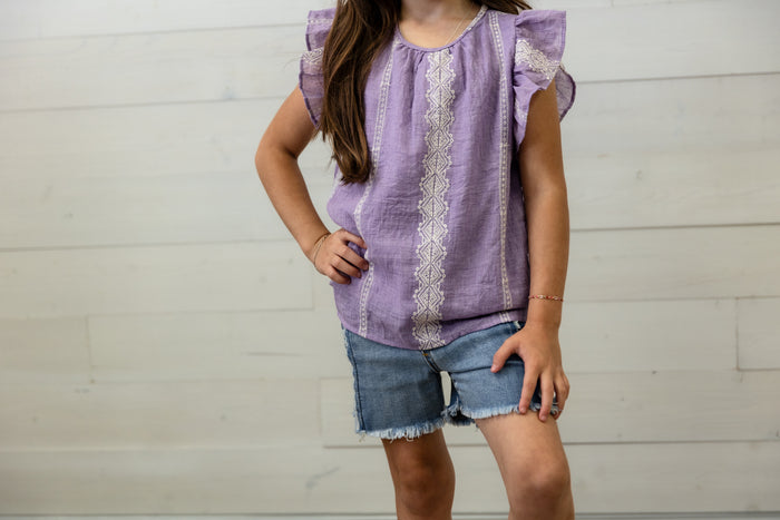 Girls Frayed Jean Shorts Denim